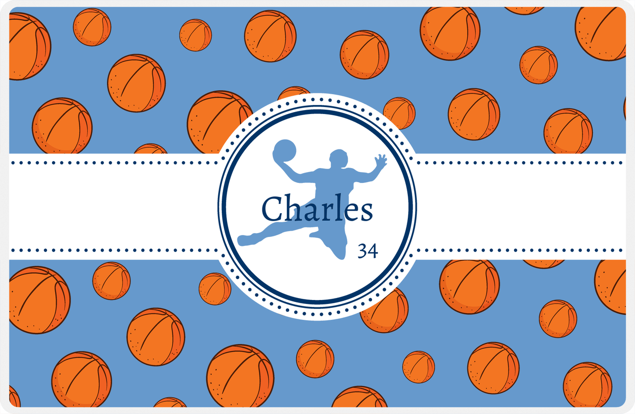 Personalized Basketball Placemat XIV - Ribbon with Silhouette IX -  View