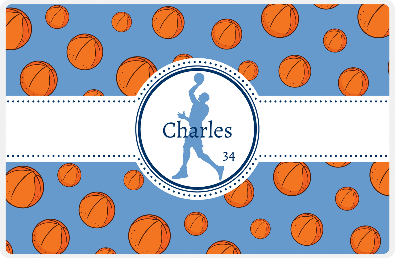 Personalized Basketball Placemat XIV - Ribbon with Silhouette X -  View