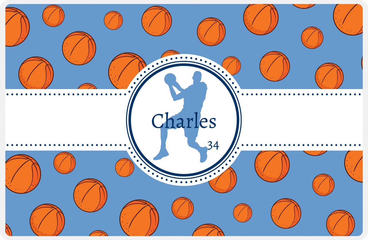 Personalized Basketball Placemat XIV - Ribbon with Silhouette XI -  View
