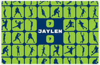 Thumbnail for Personalized Basketball Placemat XV - Silhouette Squares - Blue Background -  View