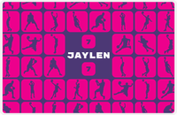 Thumbnail for Personalized Basketball Placemat XV - Silhouette Squares - Purple Background -  View