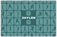Thumbnail for Personalized Basketball Placemat XV - Silhouette Squares - Teal Background -  View