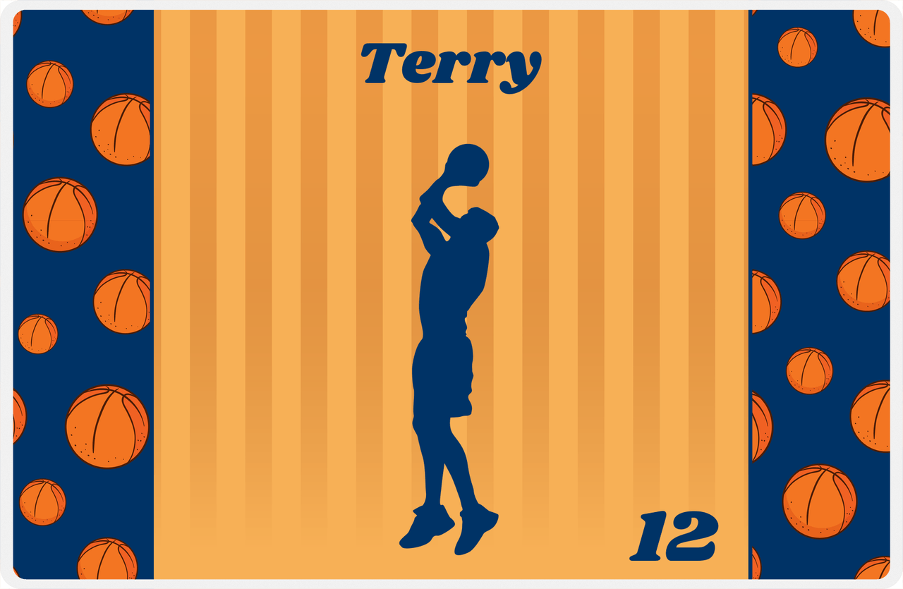 Personalized Basketball Placemat XVI - Blue Sidelines with Silhouette I -  View