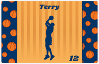 Thumbnail for Personalized Basketball Placemat XVI - Blue Sidelines with Silhouette I -  View