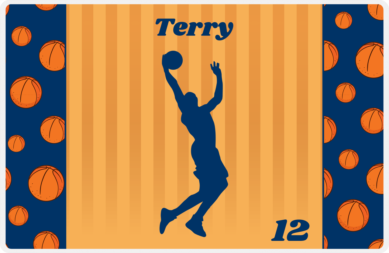 Personalized Basketball Placemat XVI - Blue Sidelines with Silhouette II -  View