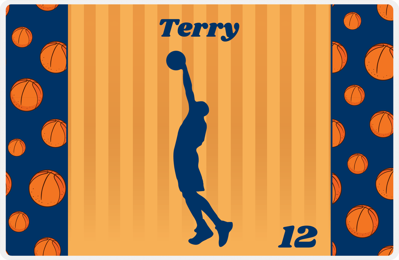 Personalized Basketball Placemat XVI - Blue Sidelines with Silhouette IV -  View