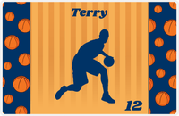 Thumbnail for Personalized Basketball Placemat XVI - Blue Sidelines with Silhouette V -  View