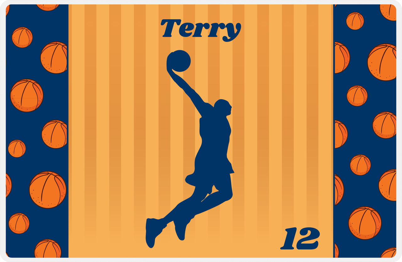 Personalized Basketball Placemat XVI - Blue Sidelines with Silhouette VIII -  View