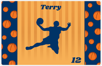 Thumbnail for Personalized Basketball Placemat XVI - Blue Sidelines with Silhouette IX -  View