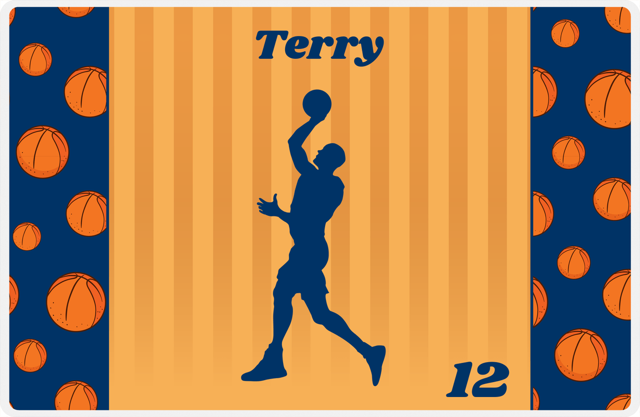Personalized Basketball Placemat XVI - Blue Sidelines with Silhouette X -  View