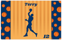 Thumbnail for Personalized Basketball Placemat XVI - Blue Sidelines with Silhouette X -  View