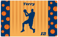 Thumbnail for Personalized Basketball Placemat XVI - Blue Sidelines with Silhouette XI -  View