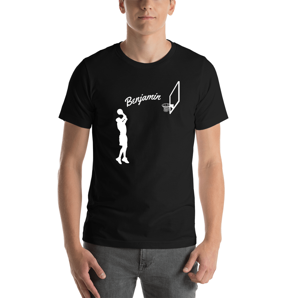 Personalized Basketball T-Shirt - Black - Jump Shot - Shirt View