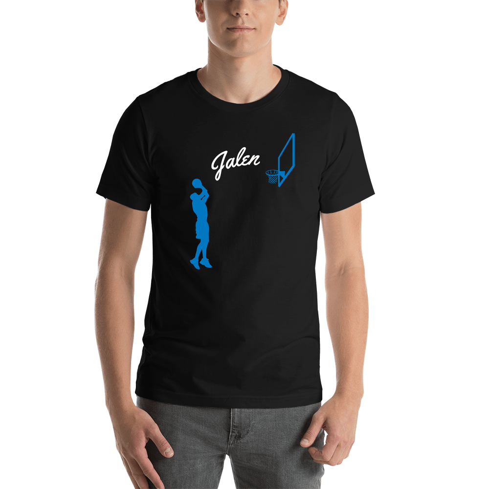 Personalized Basketball T-Shirt - Black - Jump Shot - Shirt View