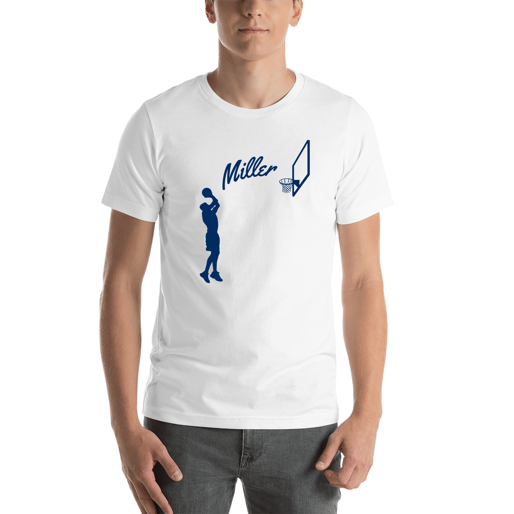 Personalized Basketball T-Shirt - White - Jump Shot - Shirt View