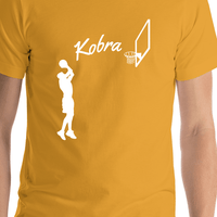 Thumbnail for Personalized Basketball T-Shirt - Gold - Jump Shot - Shirt Close-Up View