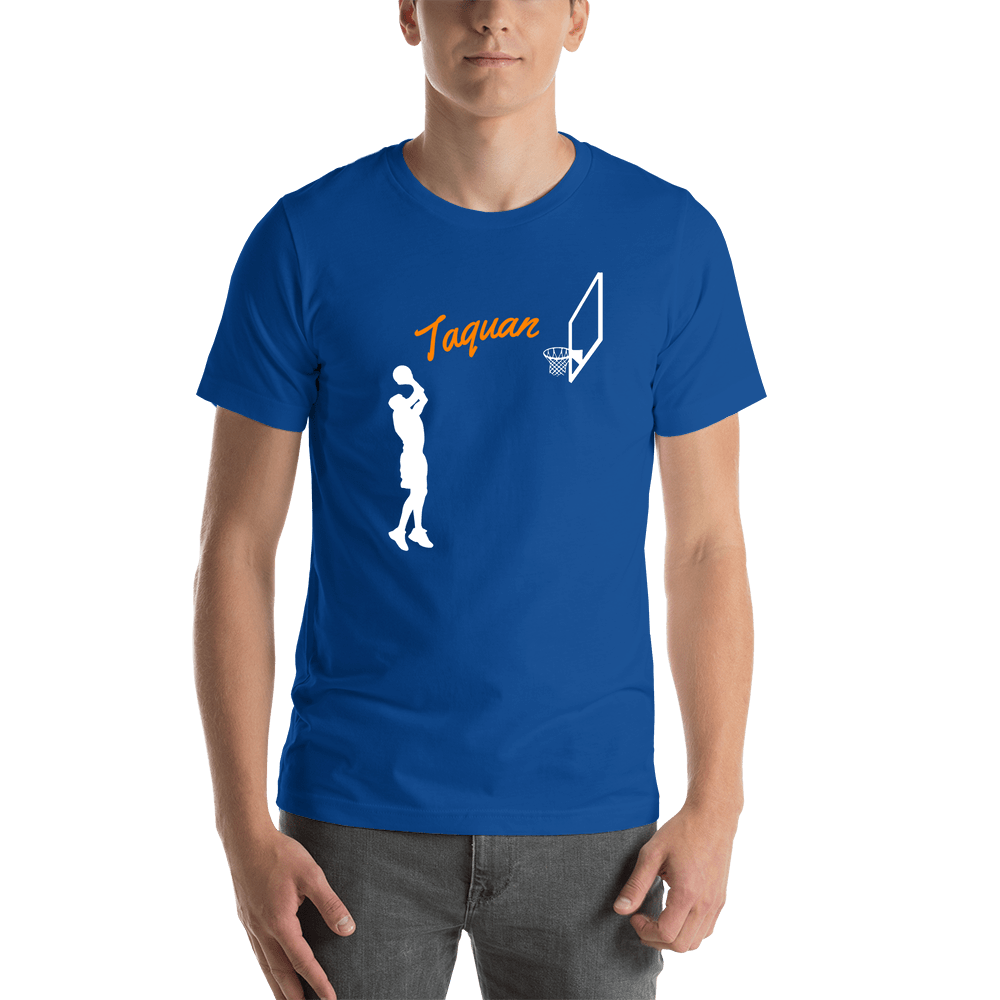 Personalized Basketball T-Shirt - Blue - Jump Shot - Shirt View