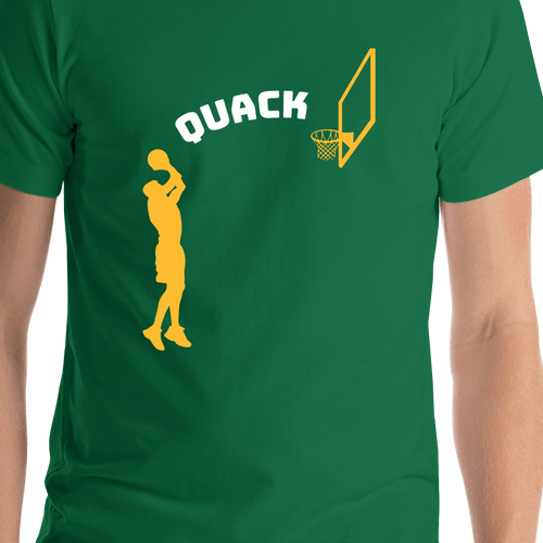 Personalized Basketball T-Shirt - Green - Jump Shot - Shirt Close-Up View