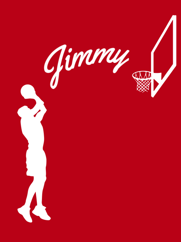 Personalized Basketball T-Shirt - Red - Jump Shot - Decorate View
