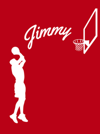 Thumbnail for Personalized Basketball T-Shirt - Red - Jump Shot - Decorate View