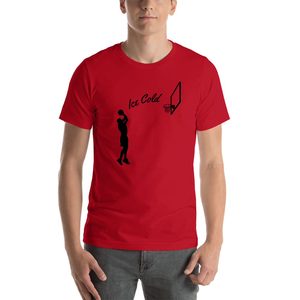 Personalized Basketball T-Shirt - Red - Jump Shot - Shirt View