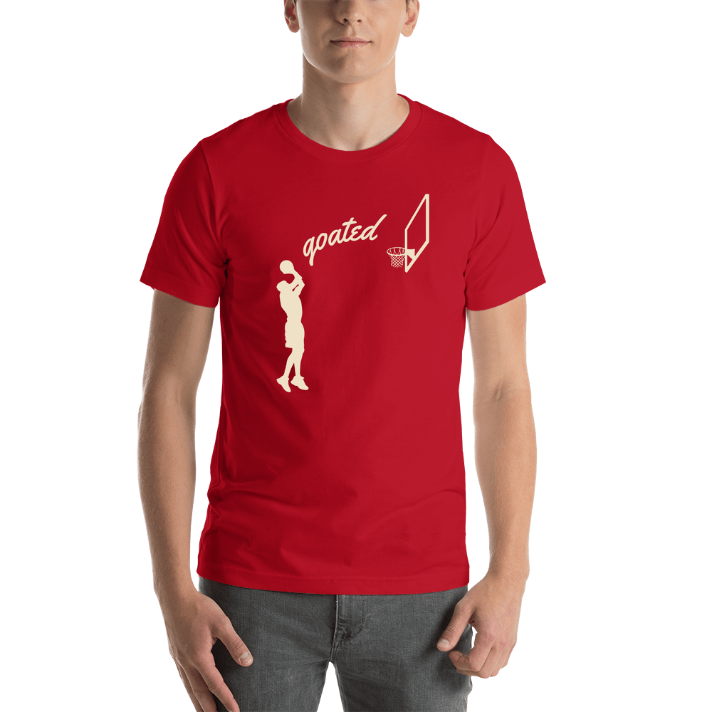 Personalized Basketball T-Shirt - Red - Jump Shot - Shirt View