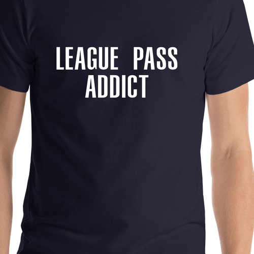 Basketball League Pass Addict T-Shirt - Navy Blue - Shirt Close-Up View