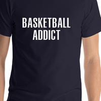 Thumbnail for Basketball Addict T-Shirt - Navy Blue - Shirt Close-Up View