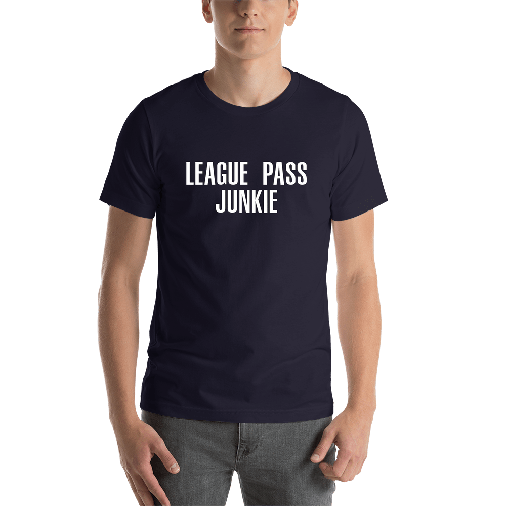 Basketball League Pass Junkie T-Shirt - Navy Blue - Shirt View