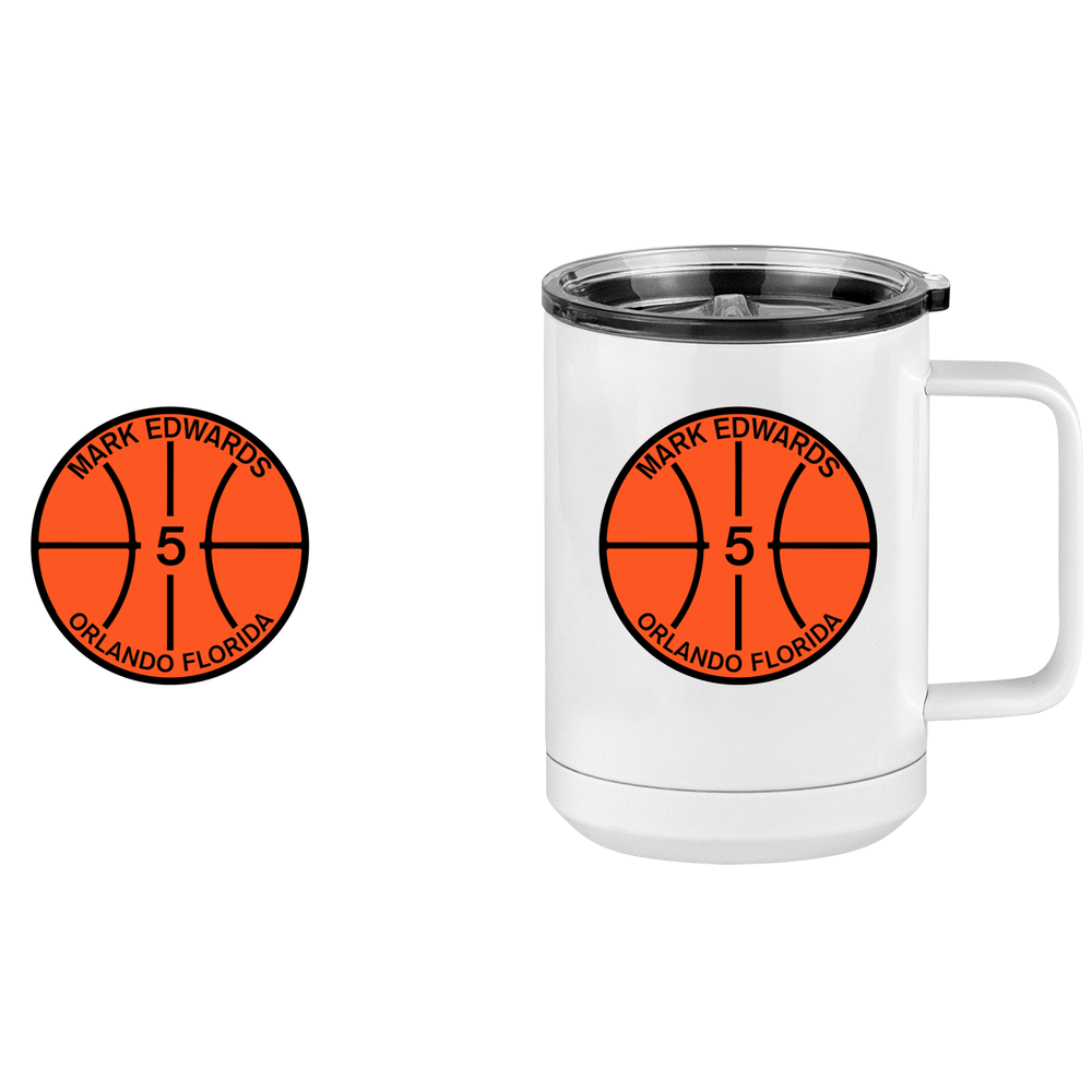 Personalized Basketball Coffee Mug Tumbler with Handle (15 oz) - Design View