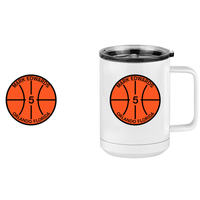 Thumbnail for Personalized Basketball Coffee Mug Tumbler with Handle (15 oz) - Design View