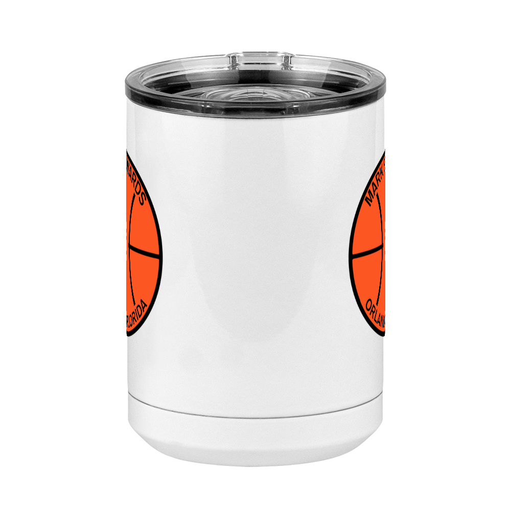 Personalized Basketball Coffee Mug Tumbler with Handle (15 oz) - Front View