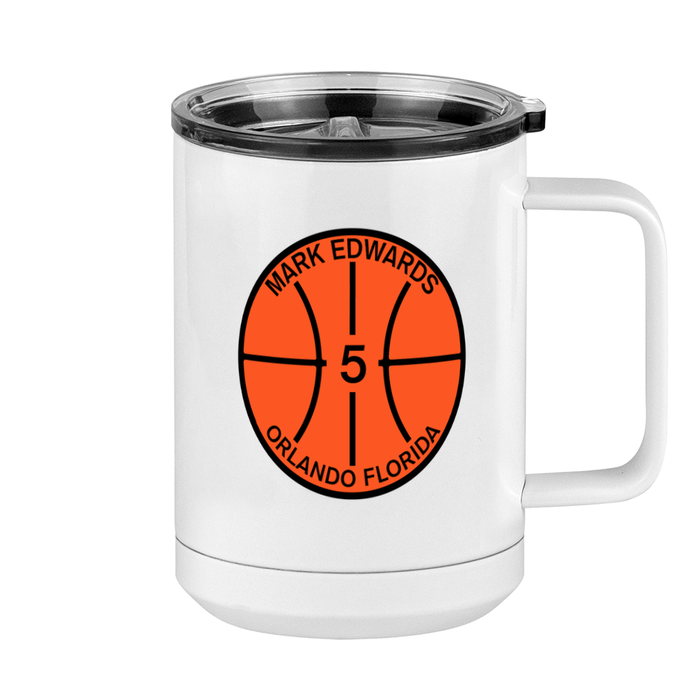 Personalized Basketball Coffee Mug Tumbler with Handle (15 oz) - Right View