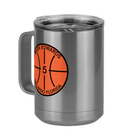 Thumbnail for Personalized Basketball Coffee Mug Tumbler with Handle (15 oz) - Front Left View