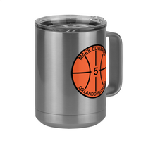 Thumbnail for Personalized Basketball Coffee Mug Tumbler with Handle (15 oz) - Front Right View