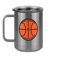 Thumbnail for Personalized Basketball Coffee Mug Tumbler with Handle (15 oz) - Left View
