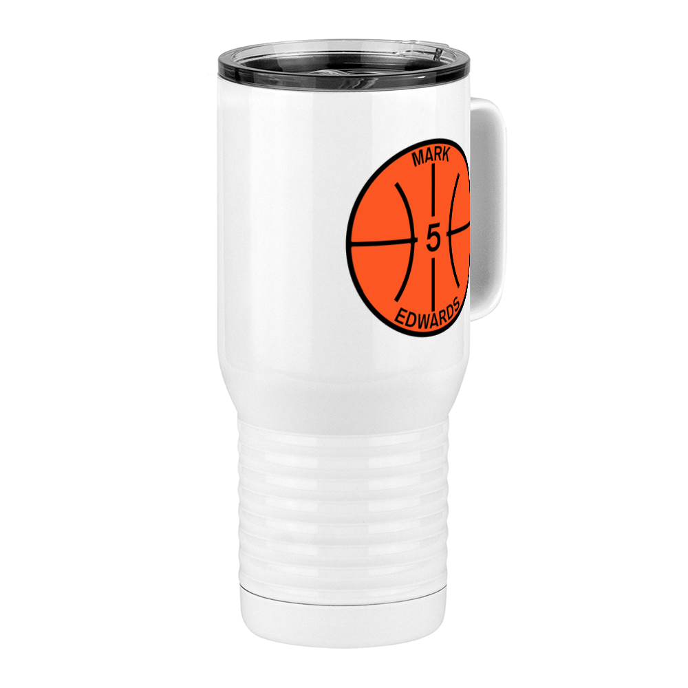 Personalized Basketball Travel Coffee Mug Tumbler with Handle (20 oz) - Front Right View