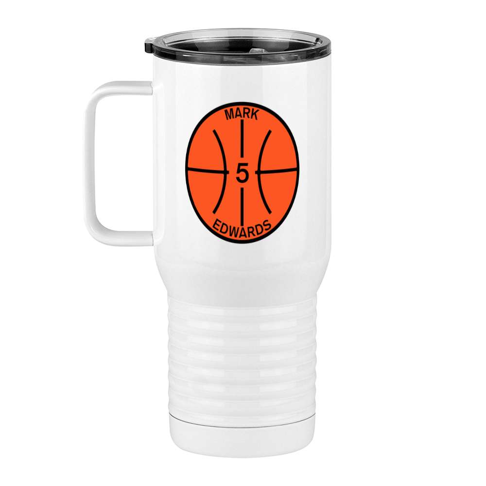 Personalized Basketball Travel Coffee Mug Tumbler with Handle (20 oz) - Left View