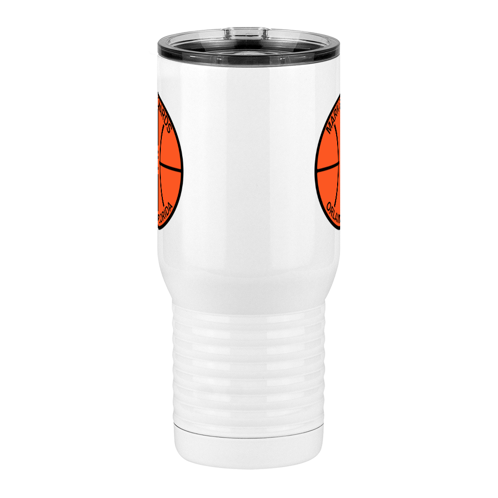 Personalized Basketball Travel Coffee Mug Tumbler with Handle (20 oz) - Front View