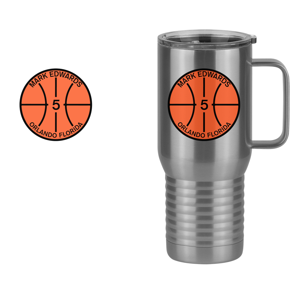 Personalized Basketball Travel Coffee Mug Tumbler with Handle (20 oz) - Design View