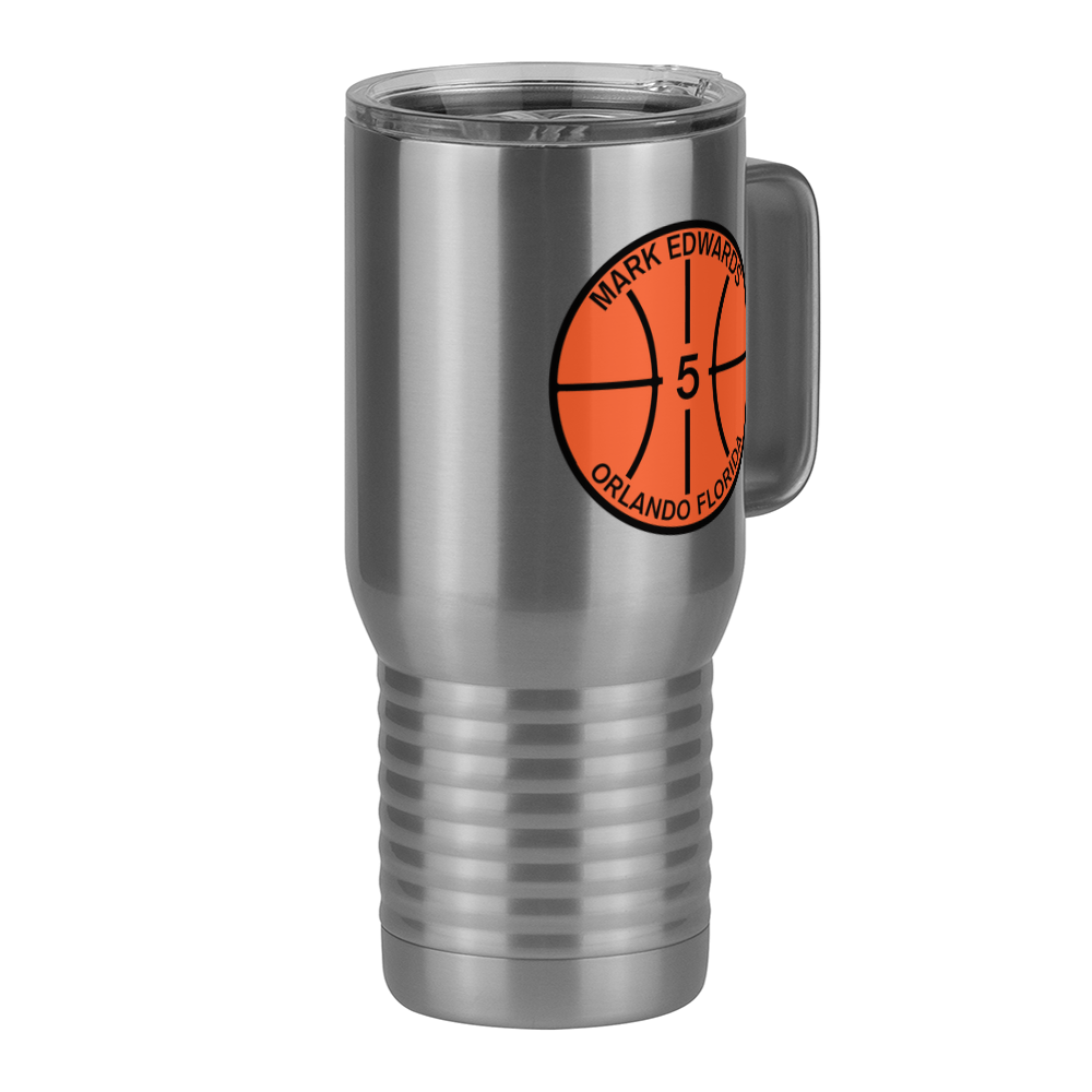 Personalized Basketball Travel Coffee Mug Tumbler with Handle (20 oz) - Front Right View
