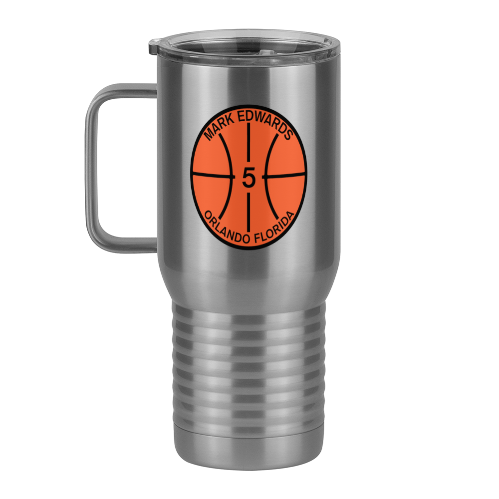 Personalized Basketball Travel Coffee Mug Tumbler with Handle (20 oz) - Left View