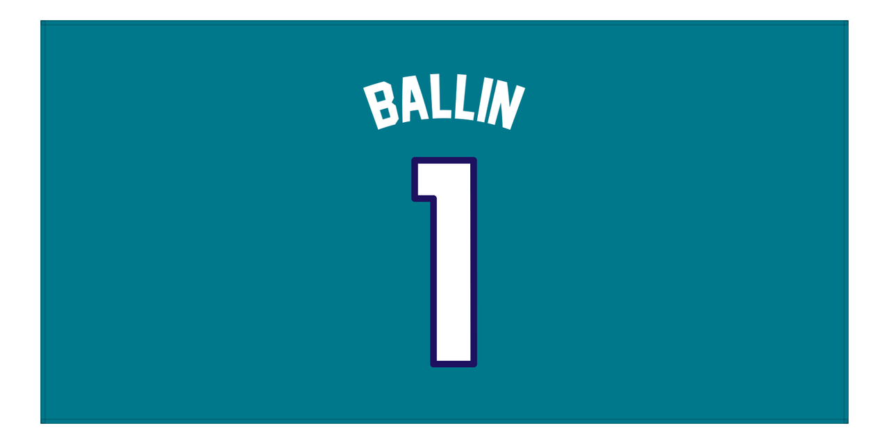 Personalized Basketball Beach Towel - Charlotte Teal - Front View