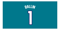 Thumbnail for Personalized Basketball Beach Towel - Charlotte Teal - Front View