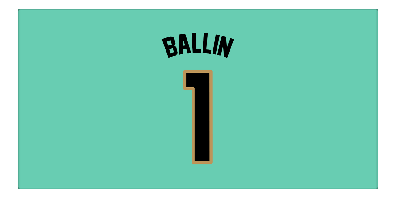 Personalized Basketball Beach Towel - Charlotte Mint - Front View