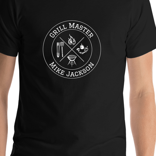 Personalized BBQ Grill Master T-Shirt - Black - Shirt Close-Up View