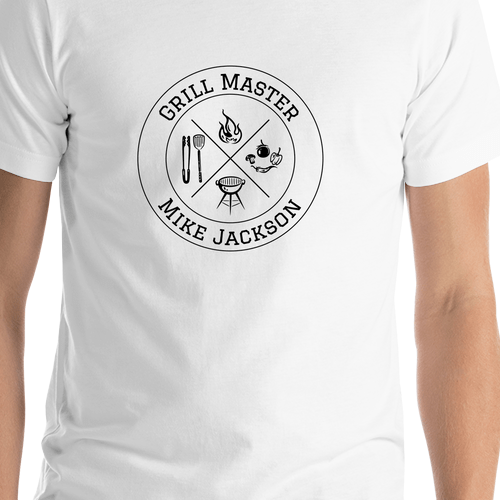 Personalized BBQ Grill Master T-Shirt - White - Shirt Close-Up View