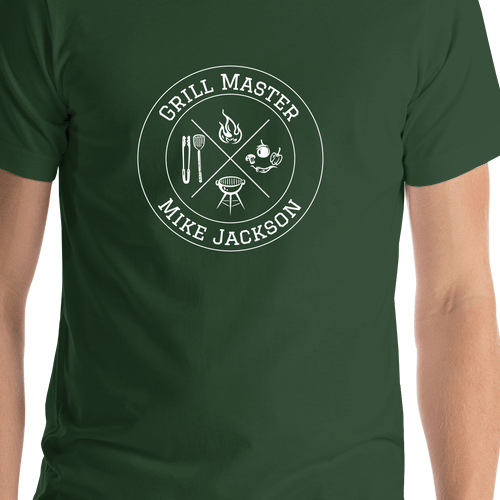 Personalized BBQ Grill Master T-Shirt - Green - Shirt Close-Up View