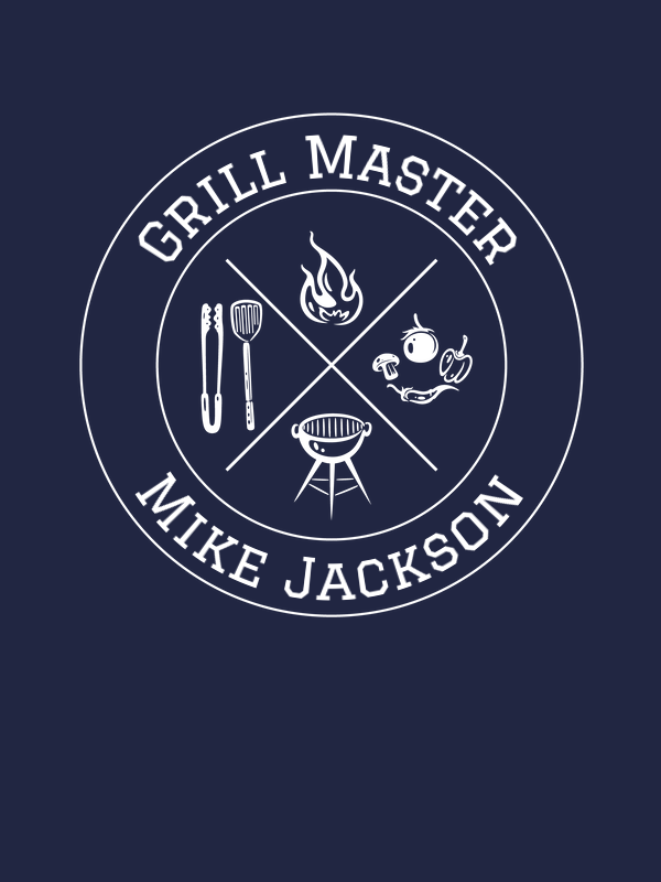 Personalized BBQ Grill Master T-Shirt - Navy Blue - Decorate View
