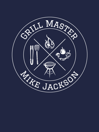 Thumbnail for Personalized BBQ Grill Master T-Shirt - Navy Blue - Decorate View